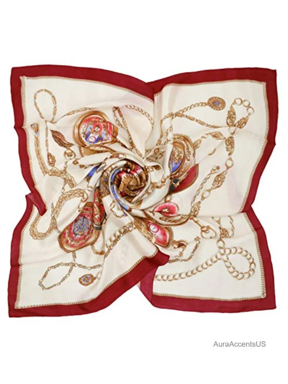 100% Silk Square Scarf, 33x33 Inches, Fashion Scarf for Women